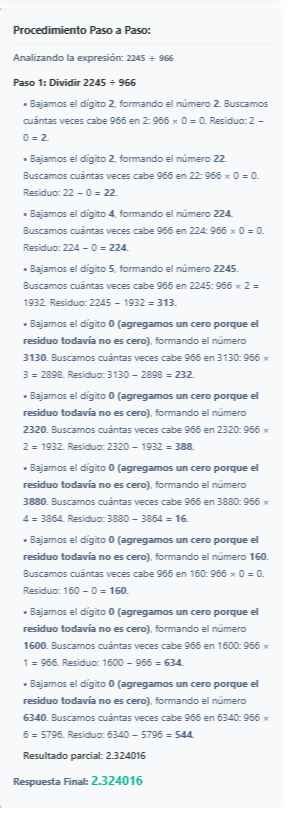 Calculadoras disponibles